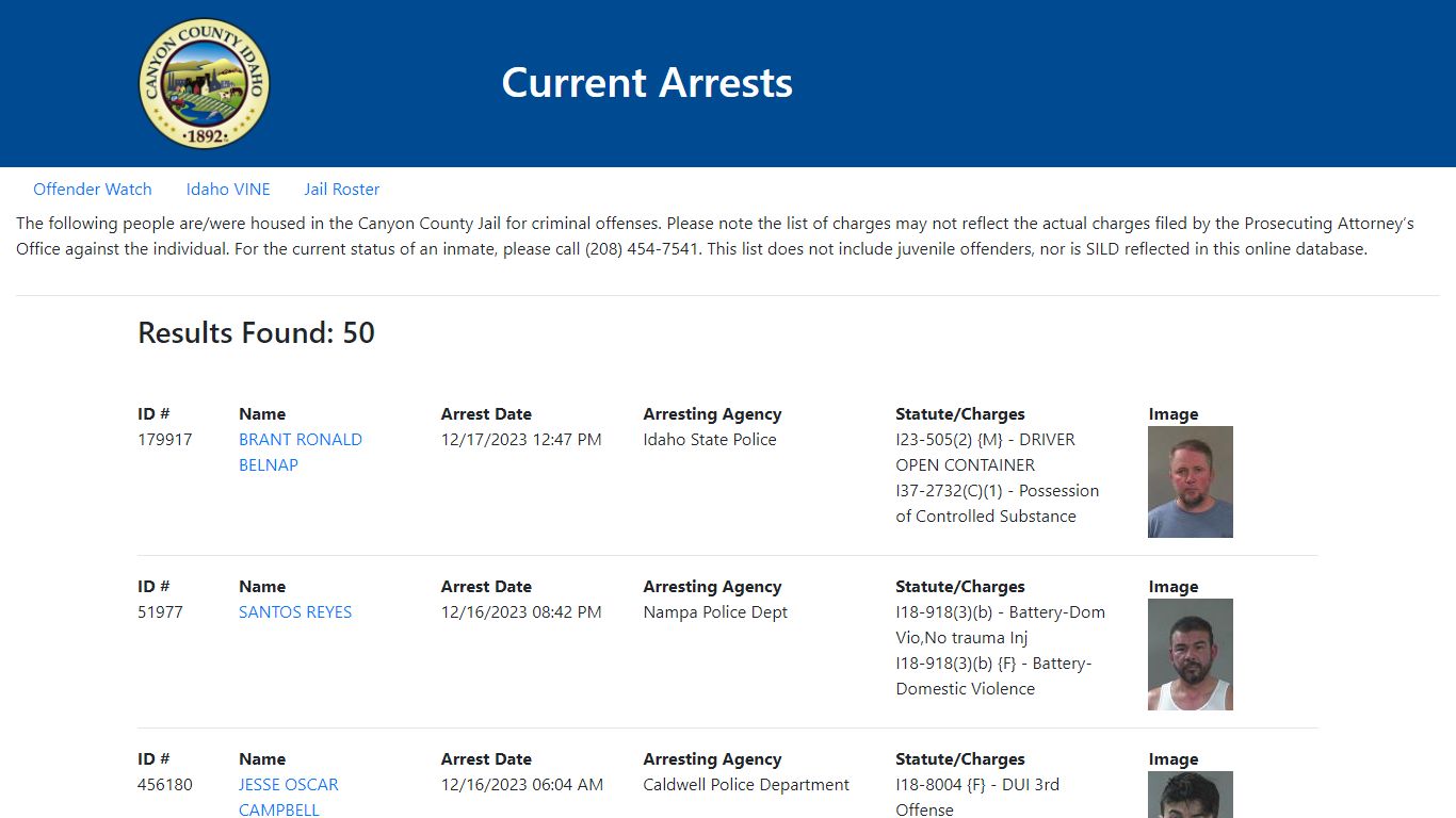 Current Arrests